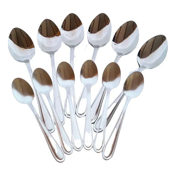 Pack 6 Cucharas Sopa+6 Cucharas Té Cocina Acero Inoxidable Mango Gris