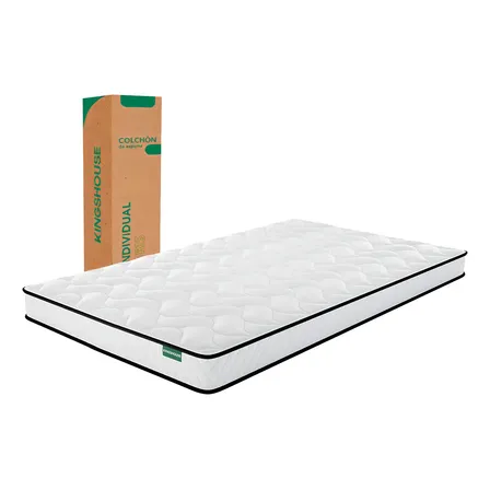Colchón Individual En Caja 190x100x12 Cm Hipoalergénico Espuma Alta Densidad Memory Foam Firmeza Media Blanco