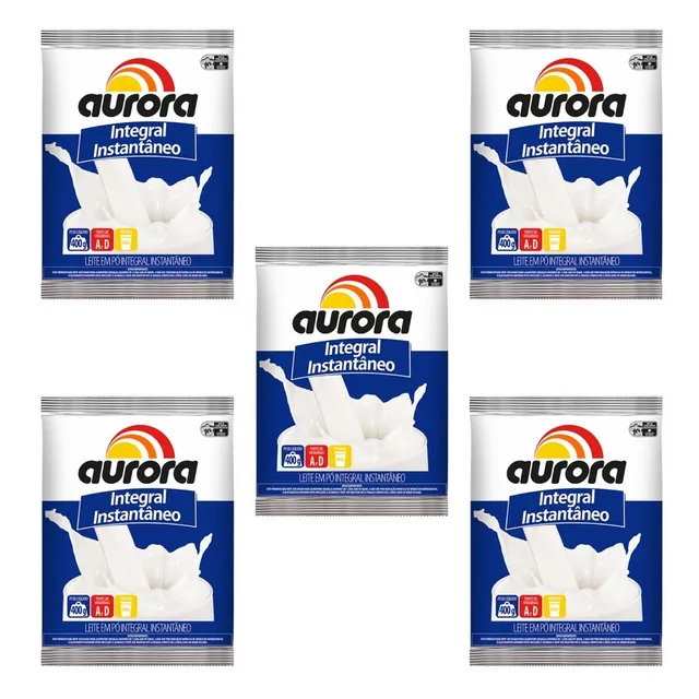 Leite Pó Instantâneo Integral 400g Aurora - Kit 5 Unidades