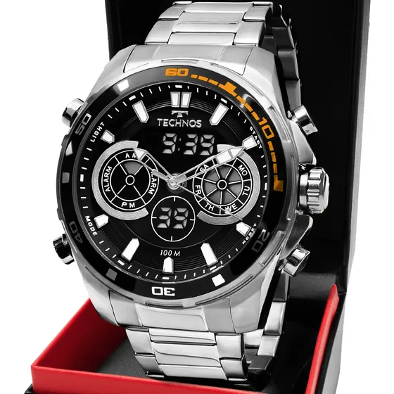 Relógio Technos Masculino Análogo-Digital Aço Inoxidável 4.8cm 100m