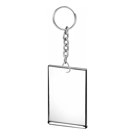 50 Llaveros Acrílico 6x4 Porta Foto Doblado Con Cadena Larga