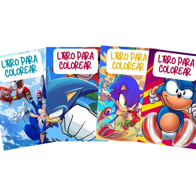 Pack 4 Libros Sonic Para Pintar