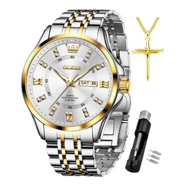 Olevs Silver Watch For Men Simple Business Dress Xt8jz