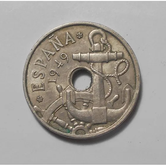 España 50 Céntimos 1949 (*62) Km#777 - Ancla Y Timón - Exc.+
