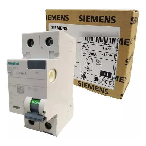Interruptor Diferencial 2p Tipo40 A Inmunizado Siemens