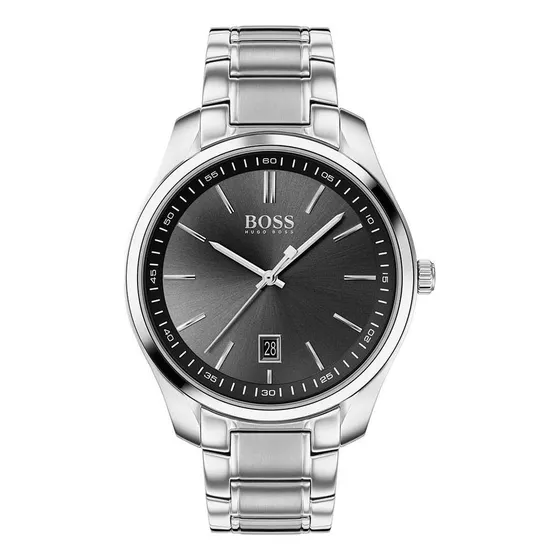 Relógio De Quartzo Masculino Hugo Black Com Pulseira De Aço 