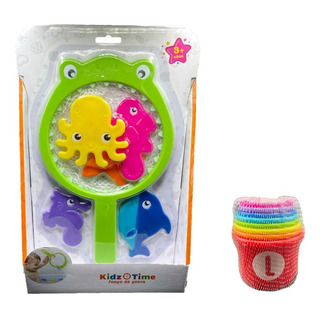 Juguete De Baño Combo Juego De Pesca + Tazas Apilables Juguete De Baño Combo Juego De Pesca + Tazas Apilables