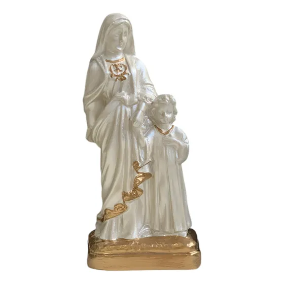 Imagem Maria Passa Na Frente 20 Cm Branco Perolado Dourado