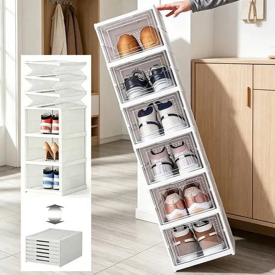 Pultifuncional 6 nivel de gabinete plegable para zapatos, no se necesita instalación, Se pliegue Y se comprime, marca ALSONEW