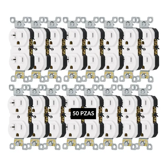 Contacto Doble 20a Volteck Color Blanco 50 Pzas