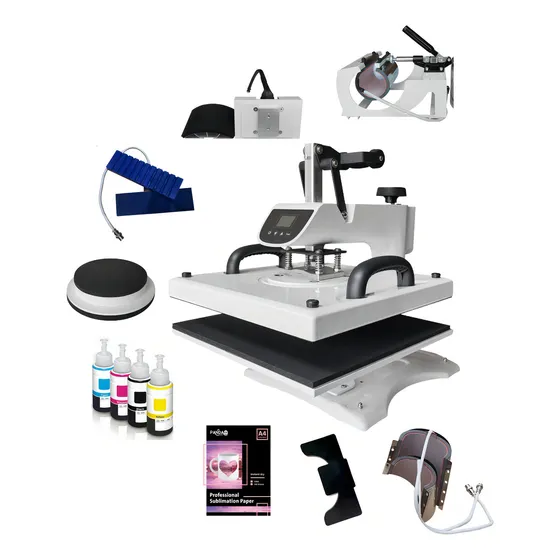 Policart Estampadora Sublimadora Multifuncion 12 En 1 38x38 Para Remeras Tazas Rectas Cónicas Zapatillas Lapiceras Buzos Platos Gorras Botellas Plancha Textil Dtf Kit Profesional Y Completo