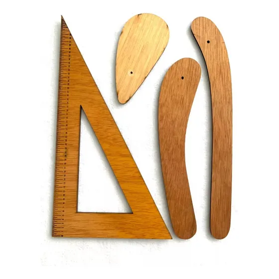 Juego De Reglas En Madera Para Modistería  Escala 1/2