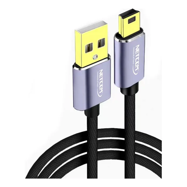 Cable Usb 2.0 A Mini Usb V3 5 Pins 480mbps Nylon Netcom 1.8m