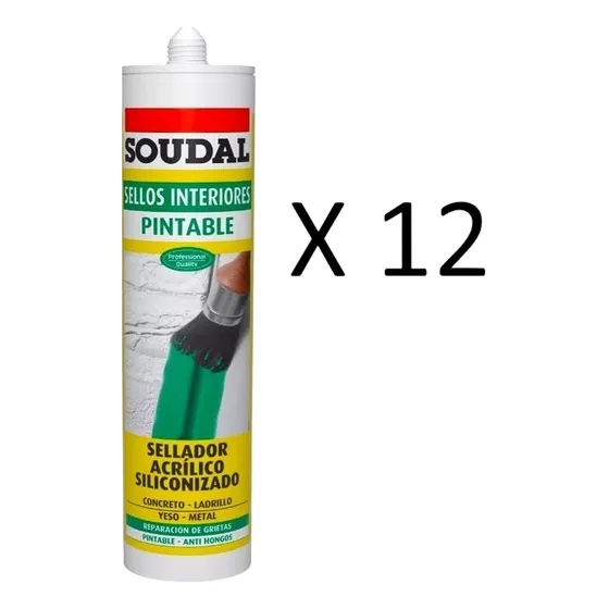 Sellador Acrilico Siliconizado Blanco Pintable X12 Un