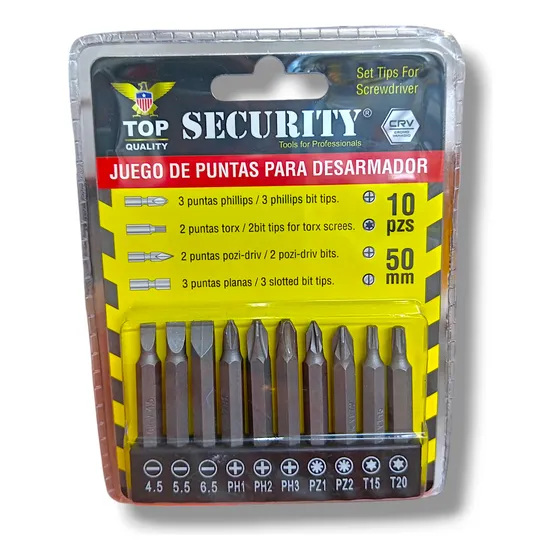 Juego De Puntas Para Desarmar 10 Pzs Security