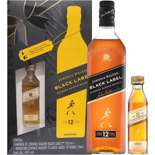 Kit Presenteável Johnnie Walker Black Label 750ml | Frete grátis