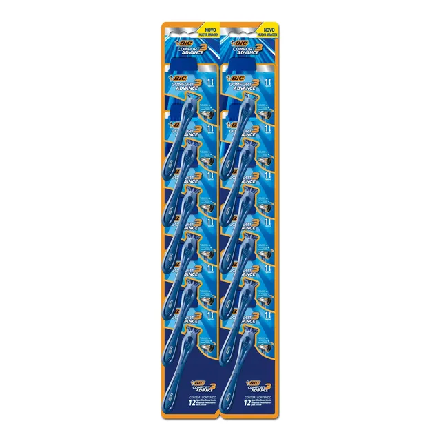 Rastrillo Bic Comfort 3 Advance Ergonómico Hombre 12 Piezas