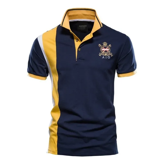 Camisetas Masculinas Camisa Polo Algodão Com Lapela Bordada
