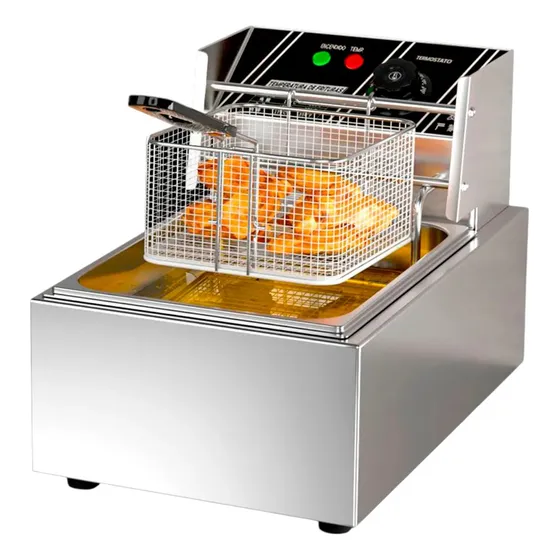 Freidora Eléctrica De Aceite 6 Lts Novohome 2500 W Acero Inox