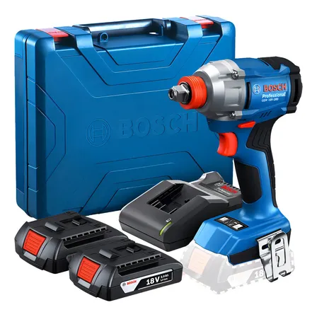 Parafusadeira e Chave De Impacto 1/2'' Gdx 18v-285 + 2 Baterias GBA 2ah - Maleta E Carregador GAL 18V-20 Bivolt Bosch