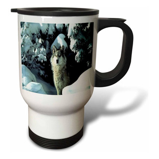 3drose Un Lobo Gris En La Taza De Viajes De Nieve, Acero Ino 3drose Un Lobo Gris En La Taza De Viajes De Nieve, Acero Ino