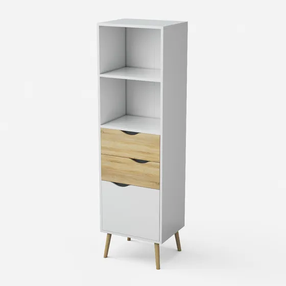 Estante Librero Top Living Gotemburgo Nórdico Con Cajones Color Blanco