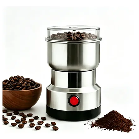 Moedor De Café Elétrico Triturador Aço Inox Grãos Temperos 110v Prateado