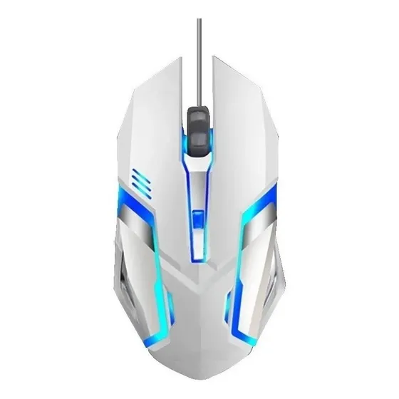 Mouse Optico Gamer Usb Alámbrico Juegos Led Multicolor Raton Color Blanco