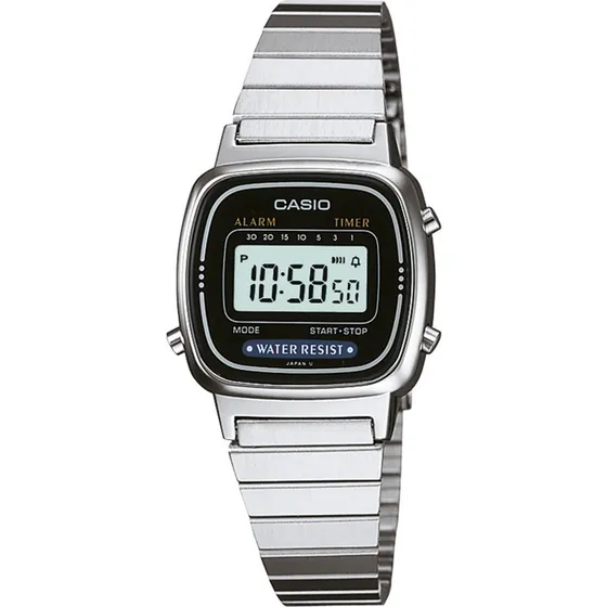Reloj Casio vintage plateado para mujer, tamaño pequeño, color de fondo original: negro