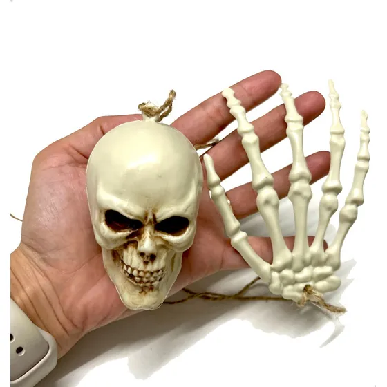 Guirnalda Halloween Manos Craneos De Esqueleto Plastico Deco Color Blanco Craneos Y Manos - Him-38
