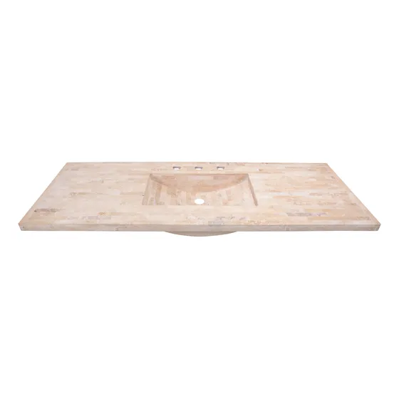 Bacha Marmol Travertino Artesanal Embutir  Baño 120 Cm