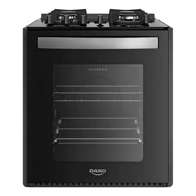 1 - Fogão de Embutir 4 Bocas Preto com Mesa de Vidro Dako Supreme