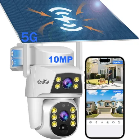Ojo® 10mp Câmera Solar De Segurança Wifi Duas Lentes Duas Telas Cor Branca 5g Branco