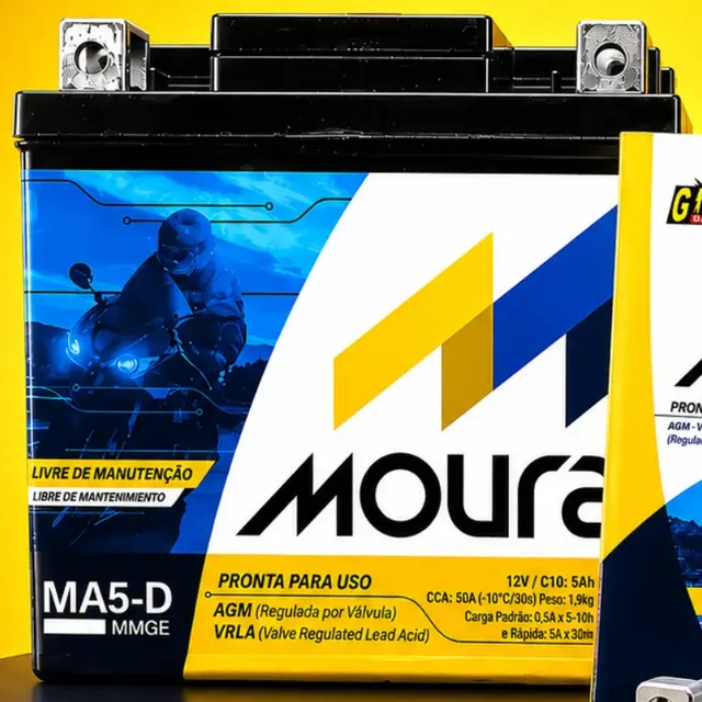 Bateria Moto Cg Titan Fan Biz Bros 125 150 160 5ah 12v Moura