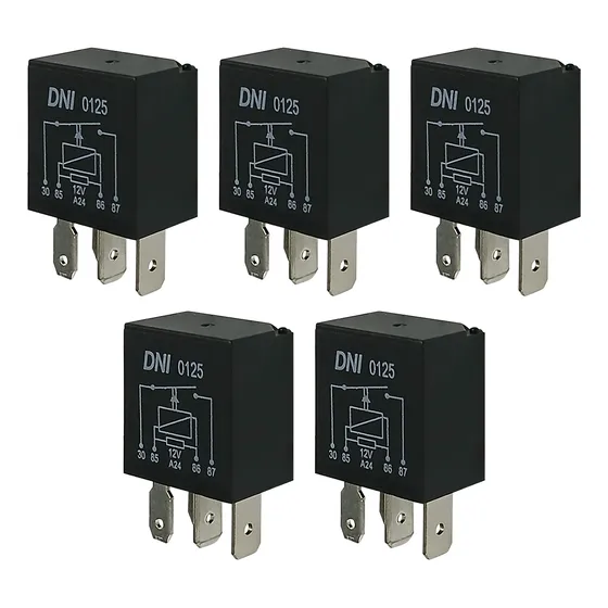 Kit 5 Míni Relé Auxiliar 40a 12v 4 Pinos Resistor Dni015