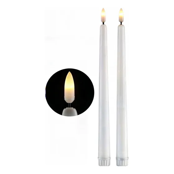 Vela Larga Led De Pila Con Efecto Real De Llama X 2 Und Color Calida Fragancia Sin Olor Lisa
