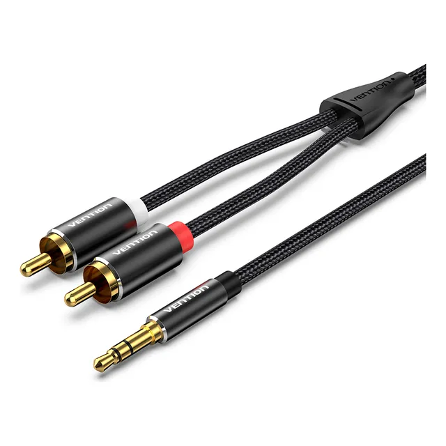 Cabo Auxiliar P2 X 2 Rca Stereo Blindado 3 Metros Vention