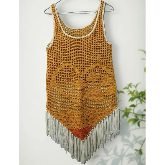 Blusa/vestido,musculosa,crochet.nueva.t.m/l.hilo.única