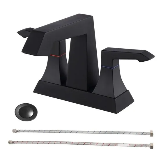 Grifo Para Baño Servicio Pesado 2 Manija Kits Desagã¼e Negro