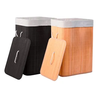 Cesto De Roupas Bambu Retangular Banheiro Lavanderia Cor Bege Cesto De Roupas Bambu Retangular Banheiro Lavanderia Cor Bege