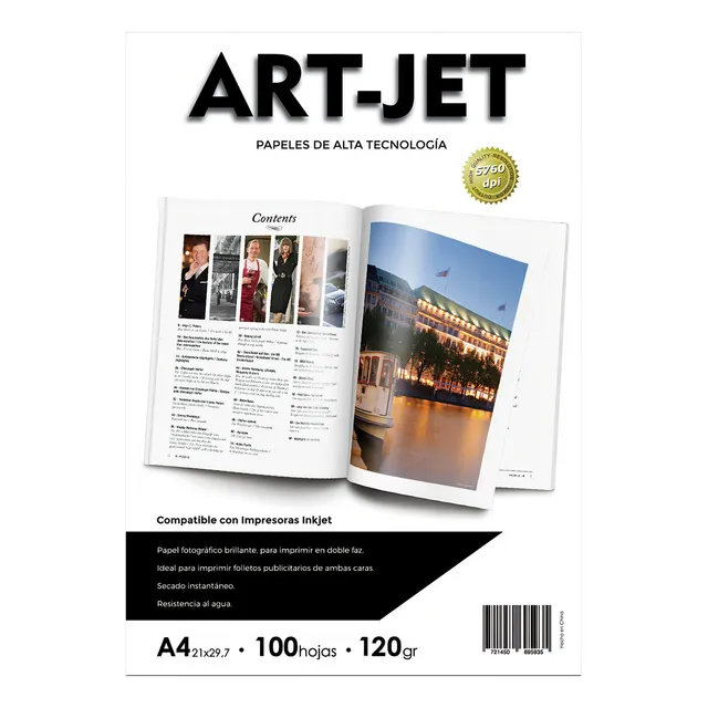 Art-Jet 100 Hojas de Papel Fotográfico Brillante Doble Cara 120g Color Blanco