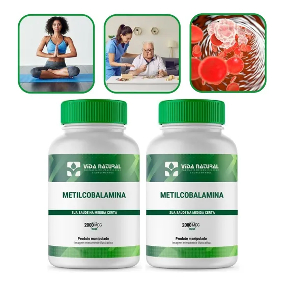 Vitamina B12 Metilcobalamina 2mg 120 Caps Com 2 Unidades