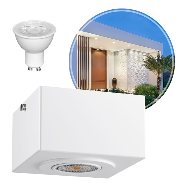 Spot Sobrepor Dicroica Alumínio Teto Beiral + Led 6.5w Mf270 Spot Sobrepor Dicroica Alumínio Teto Beiral + Led 6.5w Mf270