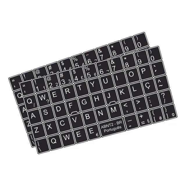 Kit 2 Adesivos Para Notebook Teclado Pc Etiquetas Abnt2 Mac