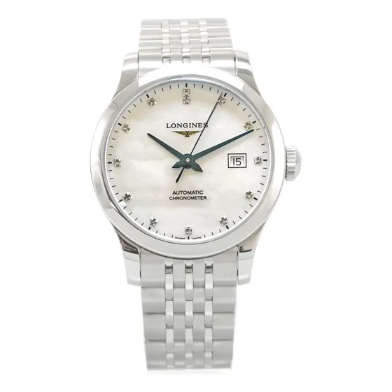 Longines Record Automático, Cronómetro, Brillantes Madreperl
