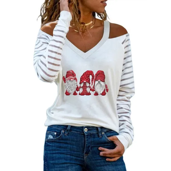 Sueter Navidad Para Dama Camiseta Manga Larga Cuello 5