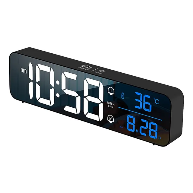 Reloj Despertador Alarma Led Gadnic 40 Tonos Musicales Color Negro