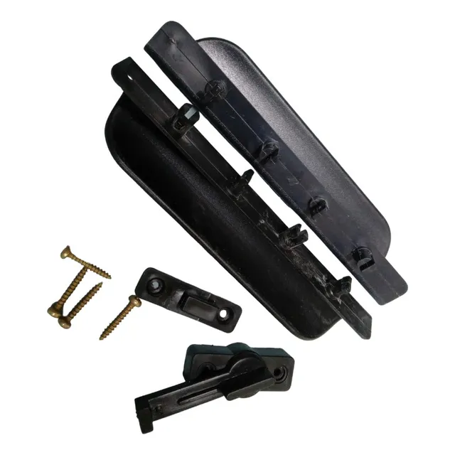 Kit 1 Par Puxador + 1 Trinco Porta Sanfonada Reforçado Bcf Cor Preto