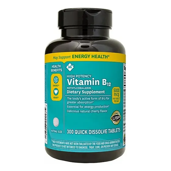 Vitamina B12 Sublingual 5000mcg Metilcobalamina 300 Tabs Sabor Cherry De Members Mark Puede Promover Una Mayor Energía Puede Aliviar La Fatiga Ocasional
