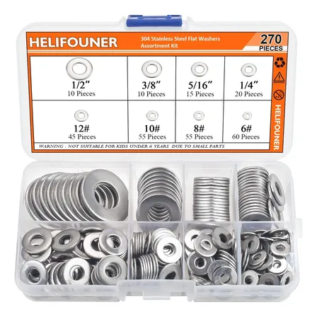 Helifouner 270 Piezas 8 Tamaños Kit Surtido De Arandelas Pl